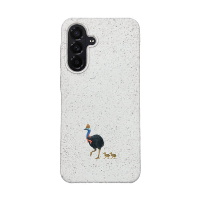 Samsung A56 Hülle - Cassowary weiß - "CassowaryStroll" - nachhaltig