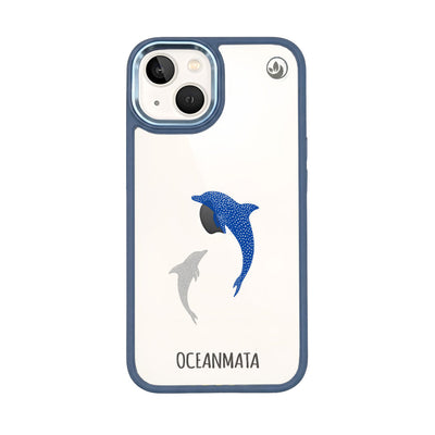 iPhone 13 hoesje - Dolfijnblauw - "Dolphin Twins" - Duurzaam