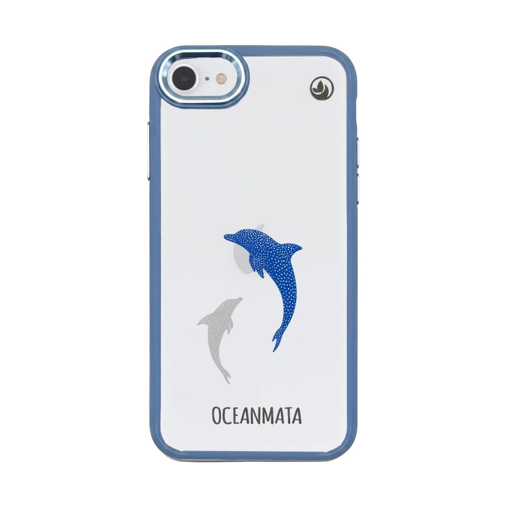 iPhone SE/7/8 hoesje - Dolfijnblauw - "Dolphin Twins" - Duurzaam
