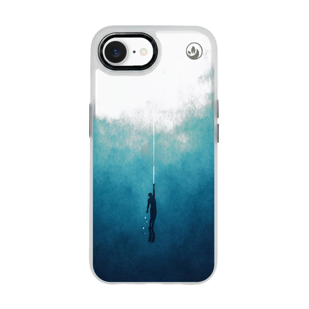 iPhone 16e hoesje - Freedive Blue - "Freedive" - ​​​​duurzaam