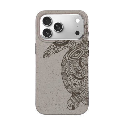 iPhone 18 Pro / 17 Pro Hülle - beige - "GREEN TURTLE" - nachhaltig