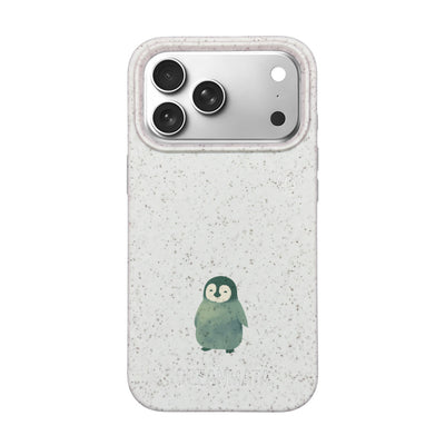 iPhone 18 Pro / 17 Pro Hülle - Pinguin weiß - "HappyPinguin" - nachhaltig