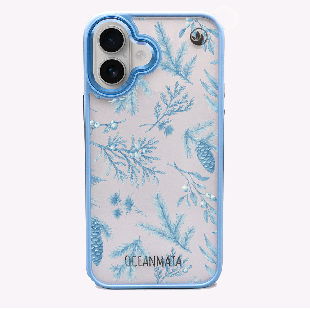 iPhone 16 Hülle - Winterwald blau - "BluePine" - nachhaltig