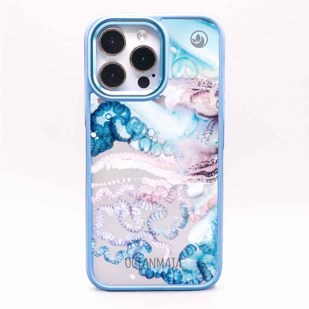 iPhone 14 pro max Hülle - Qualle blau - "Men o' War" - nachhaltig
