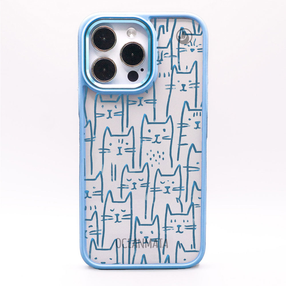 iPhone 14 pro max Hülle - Katzen blau - "miau" - nachhaltig