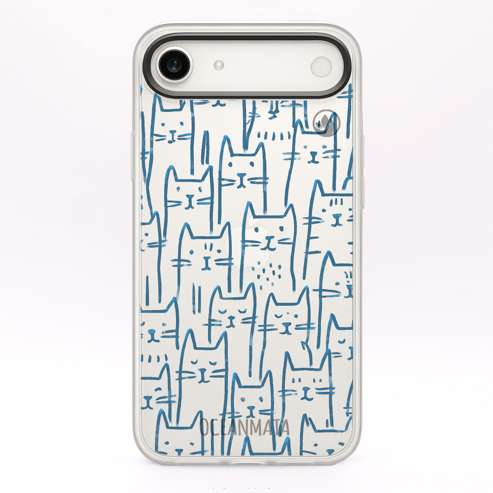 iPhone 17 Air Hülle - Katzen blau - "miau" - nachhaltig