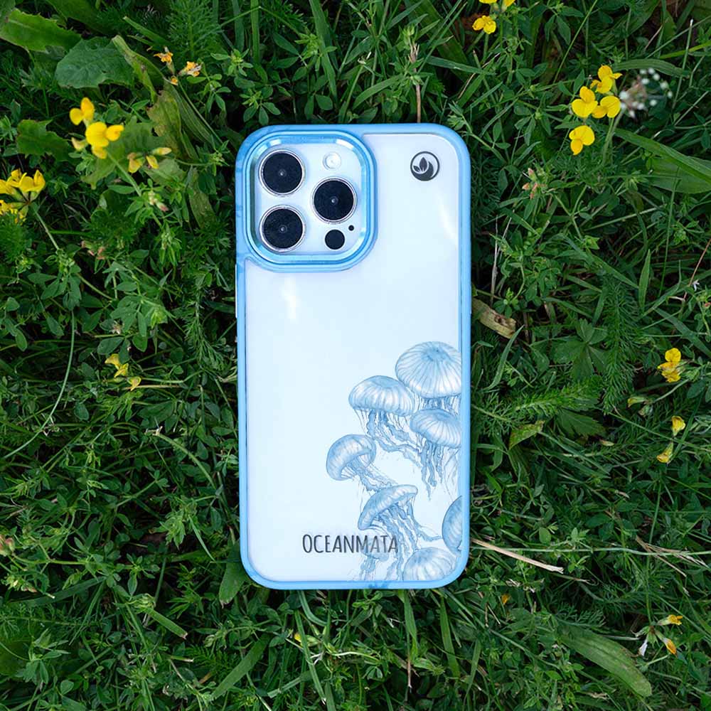 iPhone 16e Hülle -  qualle blau - "Jellies" - nachhaltig