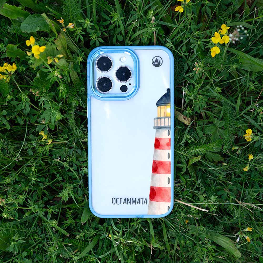 iPhone 14 Hülle - Leuchtturm blau - "Lighthouse" - nachhaltig