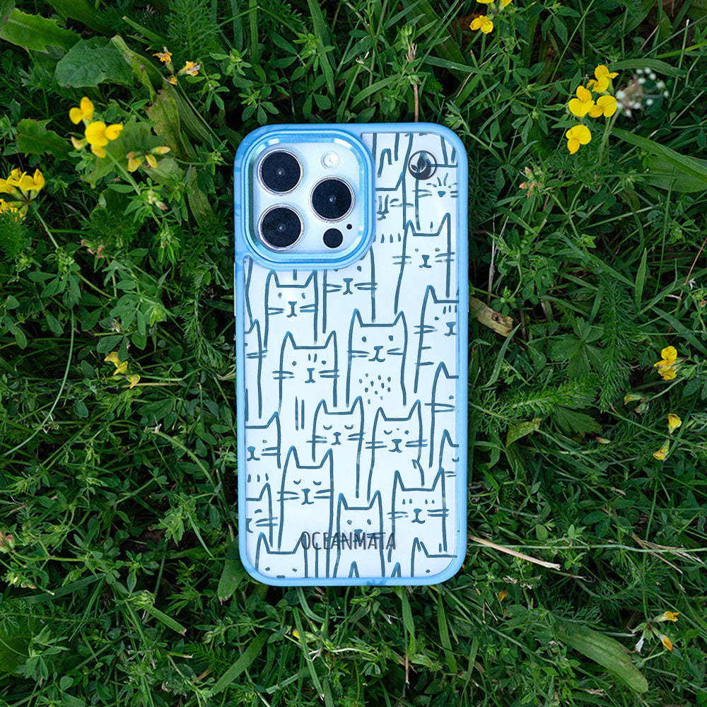 iPhone 16 pro Hülle - Katzen blau - "miau" - nachhaltig