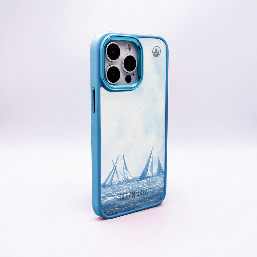 iPhone 16 Hülle - segeln blau - "BlueHorizon" - nachhaltig