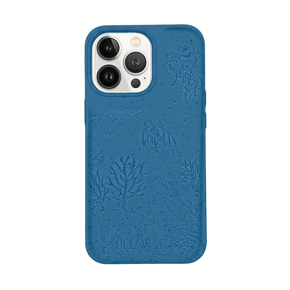 iPhone 13 pro max hoesje 'TURTLE Family' - blauw - duurzaam