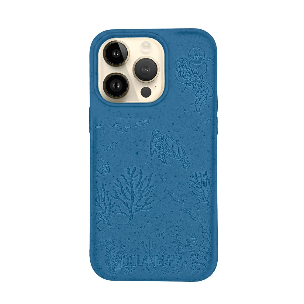 iPhone 14 pro max hoesje 'TURTLE Family' - blauw - duurzaam