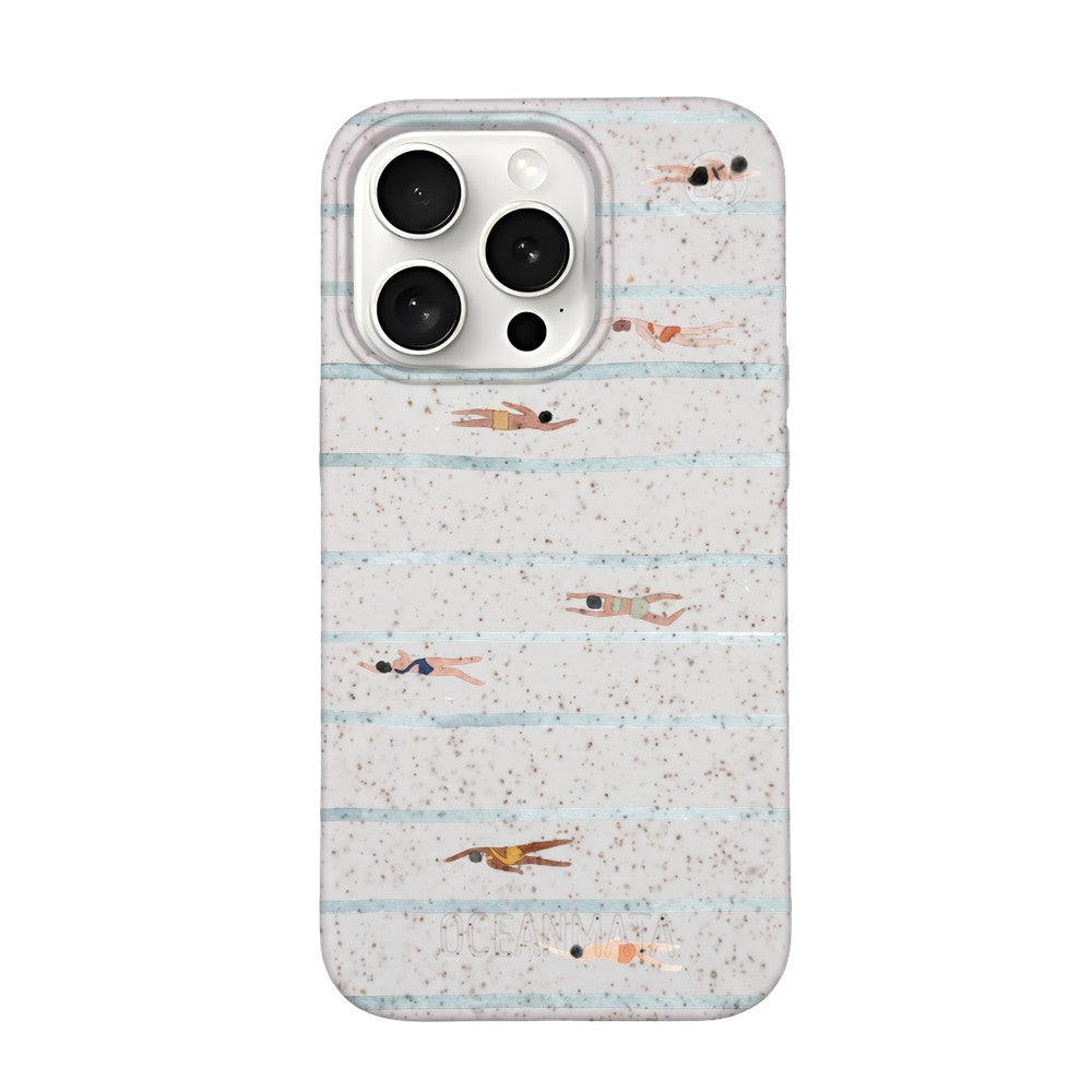 iPhone 15 pro Hülle - Schwimmen weiß - "lapflow" - nachhaltig