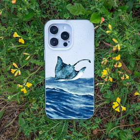 Biologisch abbaubare Handyhülle iPhone 15 pro Mantawave — kompostierbar — Bonus