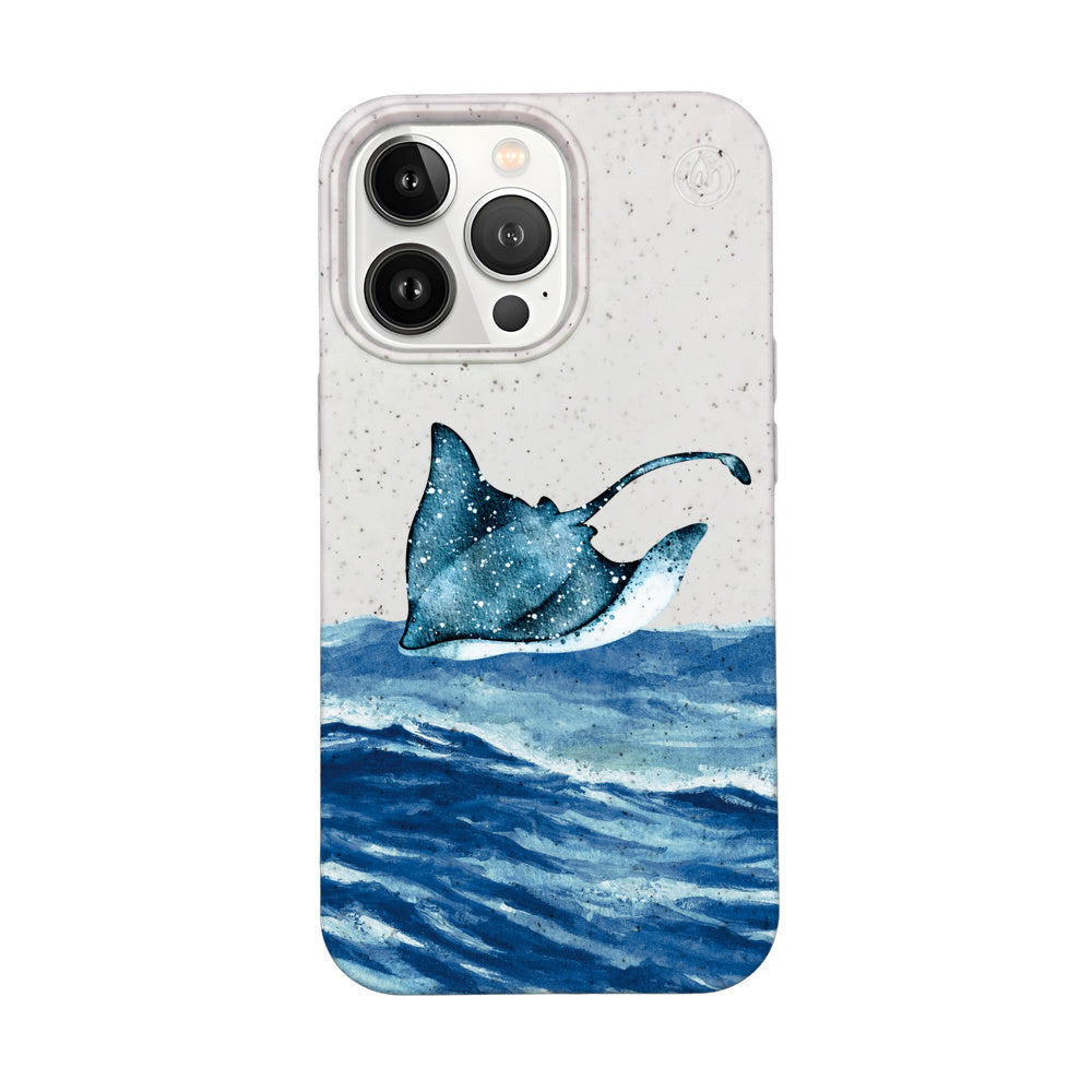 iPhone 13 pro max hoesje - wit Manta - "Manta Wave" - ​​duurzaam