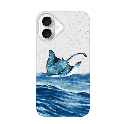 iPhone 16 hoesje - wit Manta - "Manta Wave" - ​​duurzaam