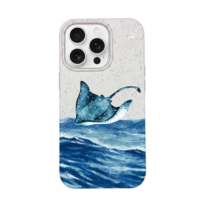 iPhone 16 pro max hoesje - wit Manta - "Manta Wave" - ​​duurzaam