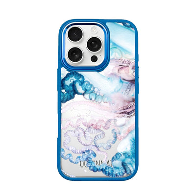 iPhone 16 pro Hülle - Qualle blau - "Men o' War" - nachhaltig