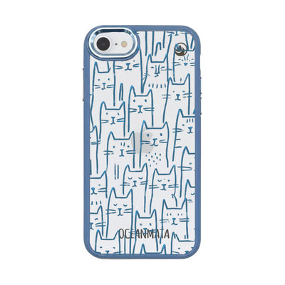 iPhone SE/7/8 Hülle - Katzen blau - "miau" - nachhaltig