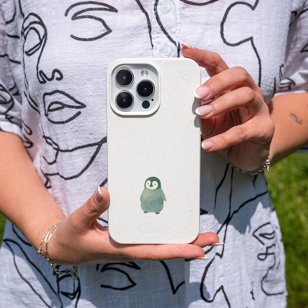 iPhone 11 pro Hülle - Pinguin weiß - "HappyPinguin" - nachhaltig