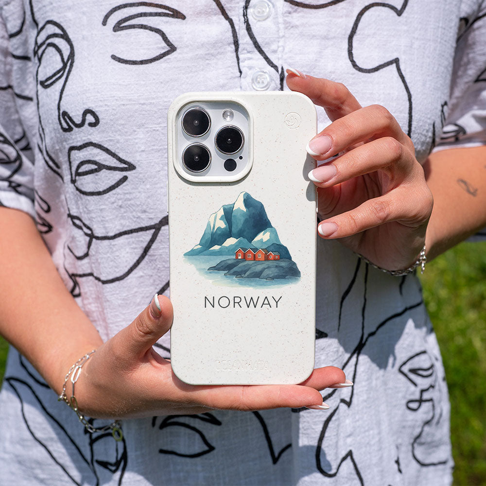 iPhone 15 pro Hülle - Norwegen weiß - "Norway" - nachhaltig