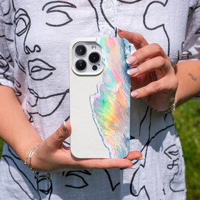 iPhone 12 mini Hülle - Regenbogen Welle weiß - "WaveOfPride" - nachhaltig