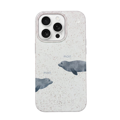 iPhone 16 pro max Hülle - Robbe weiß - "mooornin" - nachhaltig