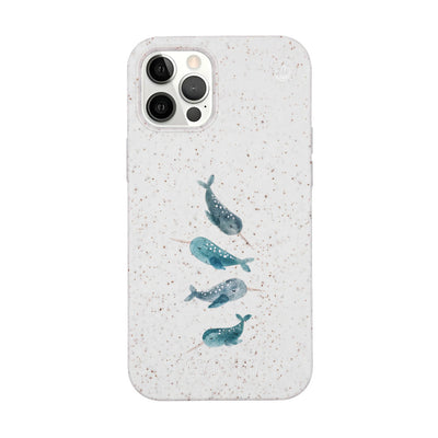 iPhone 12 pro / iPhone 12 Hülle - Narwal weiß - "Narwhale" - nachhaltig