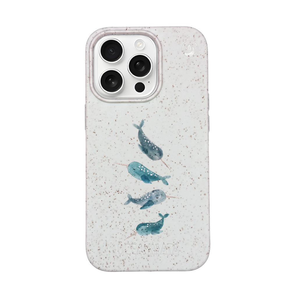 iPhone 16 pro max Hülle - Narwal weiß - "Narwhale" - nachhaltig