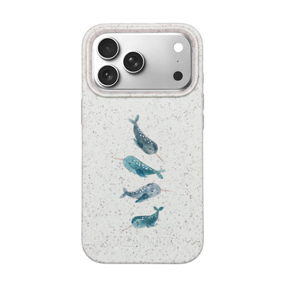iPhone 18 Pro / 17 Pro Hülle - Narwal weiß - "Narwhale" - nachhaltig