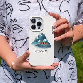 Biologisch abbaubare Handyhülle Samsung A55 Norway — kompostierbar — in der Hand