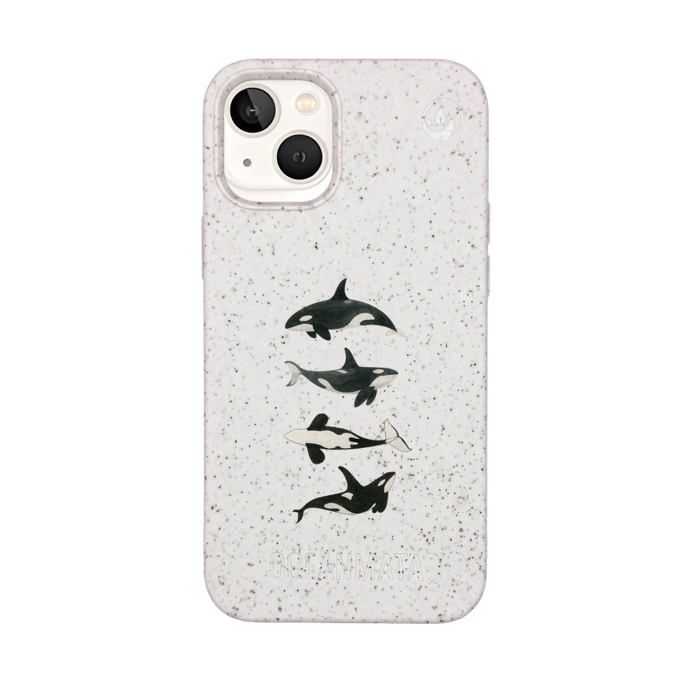 iPhone 13 mini Hülle - Orca weiß - "OrcaFamily" - nachhaltig