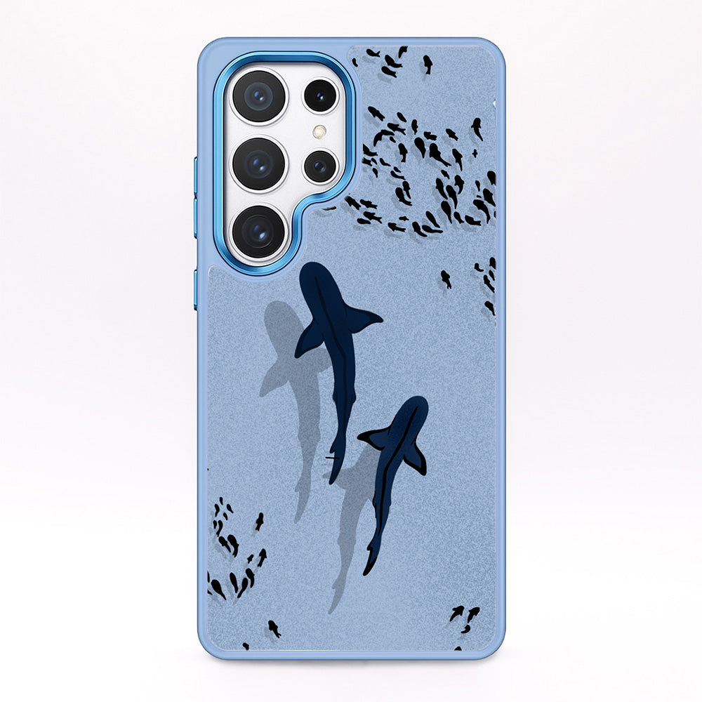 Samsung S25 hoesje - Shark Blue - "Into the blue" duurzaam