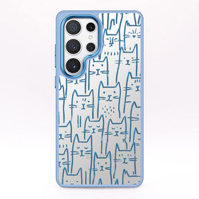 Samsung S25+ Hülle - Katzen blau - "miau" - nachhaltig