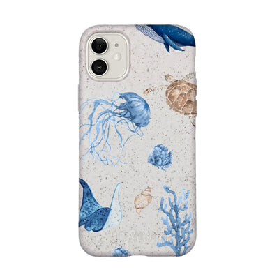 iPhone 11 hoesje - witte schildpad - "Turtle &amp; Friends" - duurzaam