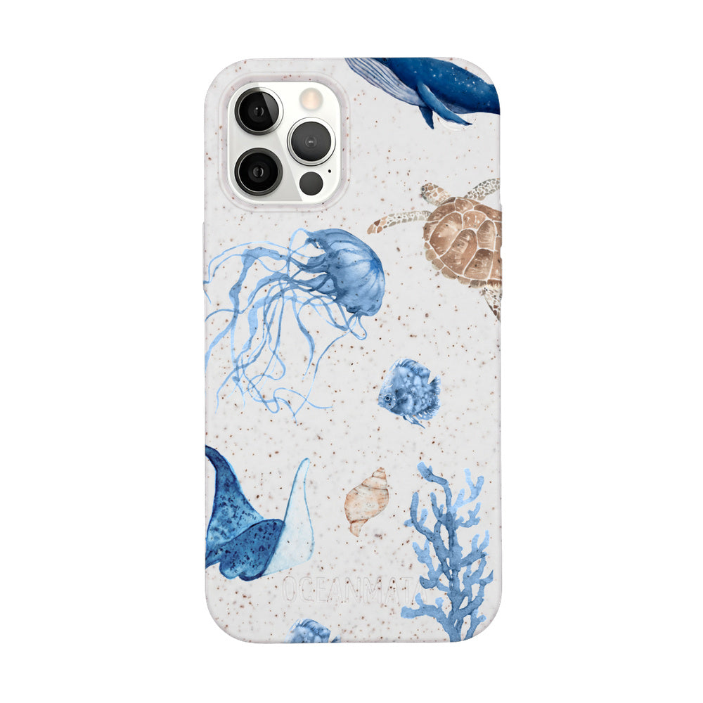 iPhone 12 pro / iPhone 12 hoesje - witte schildpad - "Turtle &amp; Friends" - duurzaam