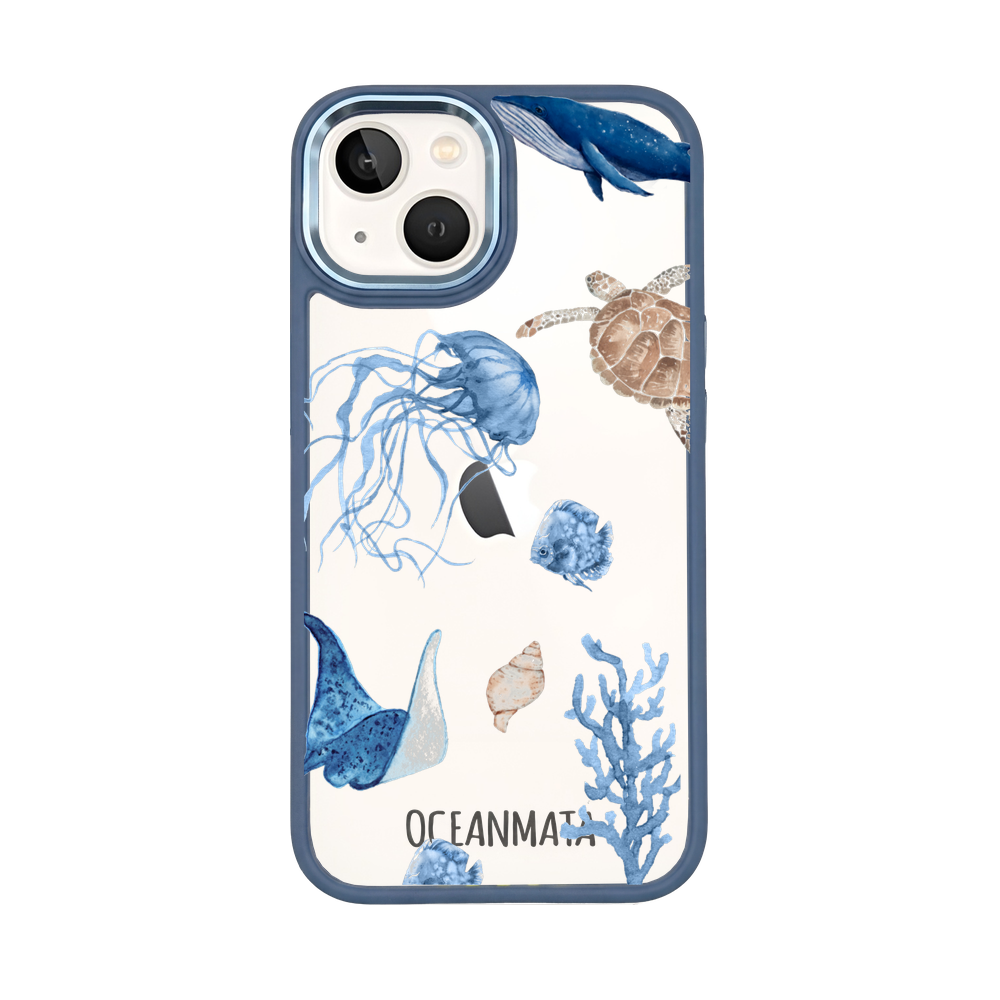 iPhone 13 mini hoesje - witte schildpad - "Turtle &amp; Friends" - duurzaam