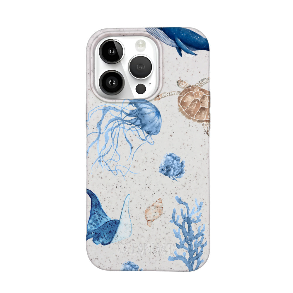 iPhone 14 pro hoesje - witte schildpad - "Turtle &amp; Friends" - duurzaam