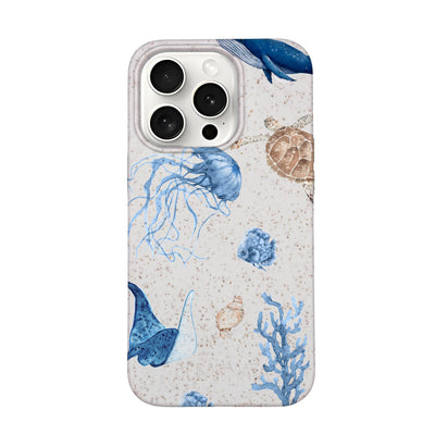 iPhone 15 pro hoesje - witte schildpad - "Turtle &amp; Friends" - duurzaam