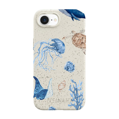 iPhone 16e hoesje - witte schildpad - "Turtle &amp; Friends" - duurzaam