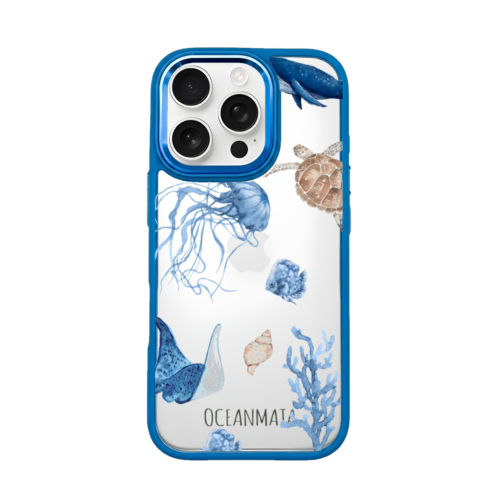 iPhone 16 pro hoesje - witte schildpad - "Turtle &amp; Friends" - duurzaam