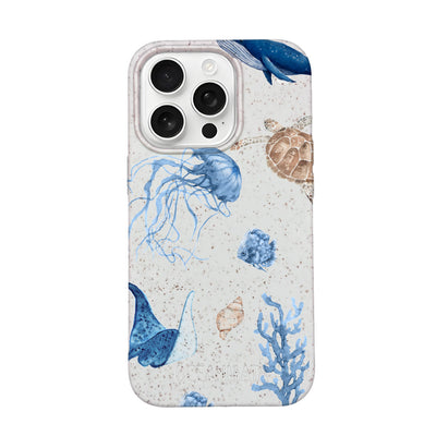 iPhone 16 pro max hoesje - witte schildpad - "Turtle &amp; Friends" - duurzaam