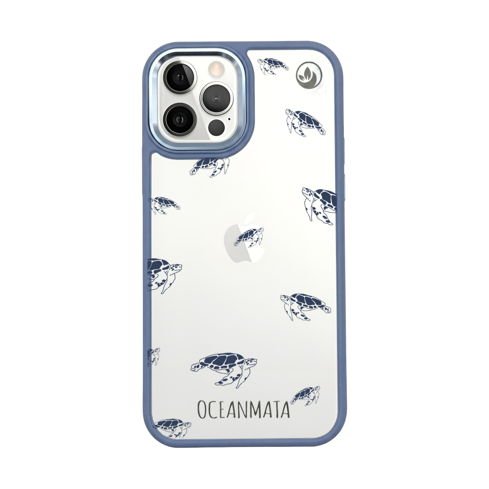 iPhone 12 pro / iPhone 12 hoesje - schildpaddenblauw - "Turtlino" - duurzaam