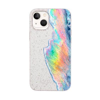 iPhone 13 mini Hülle - Regenbogen Welle weiß - "WaveOfPride" - nachhaltig