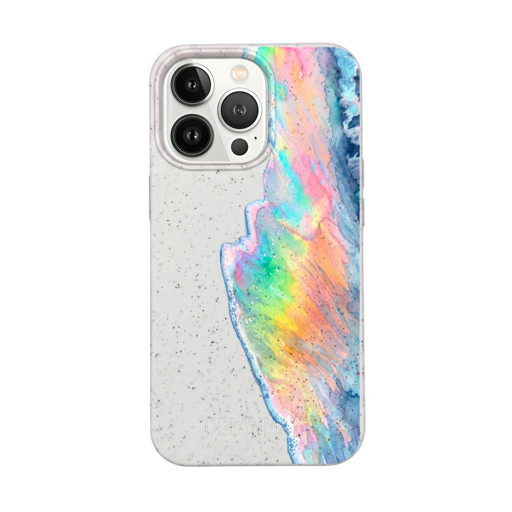 iPhone 13 pro Hülle - Regenbogen Welle weiß - "WaveOfPride" - nachhaltig