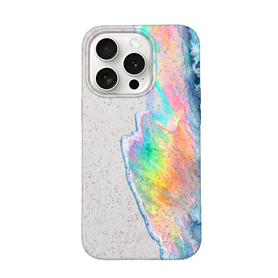 iPhone 15 pro Hülle - Regenbogen Welle weiß - "WaveOfPride" - nachhaltig