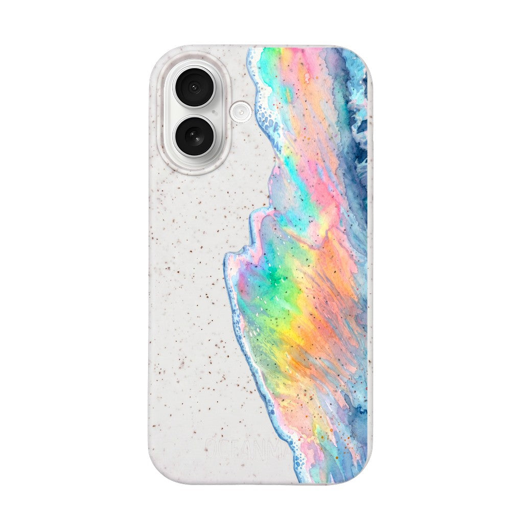 iPhone 17 Hülle - Regenbogen Welle weiß - "WaveOfPride" - nachhaltig