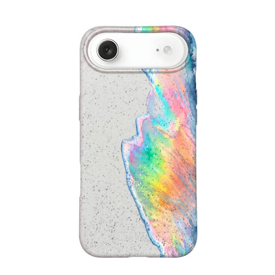 iPhone 17 Air Hülle - Regenbogen Welle weiß - "WaveOfPride" - nachhaltig