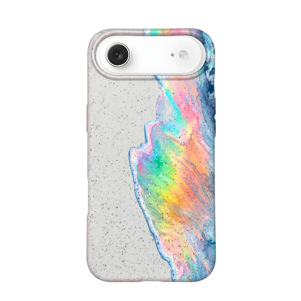 iPhone 17 Air Hülle - Regenbogen Welle weiß - "WaveOfPride" - nachhaltig