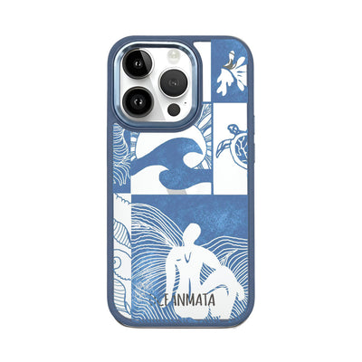 iPhone 14 pro max hoesje - Line Art Ocean - "Waves of Balance" - duurzaam
